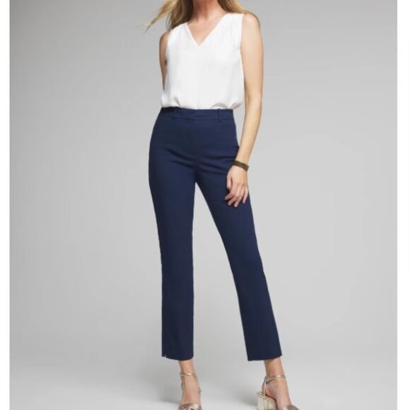 White House Black Market The Slim Ankle Navy Blue Pant Size 8s - Picture 1 of 8